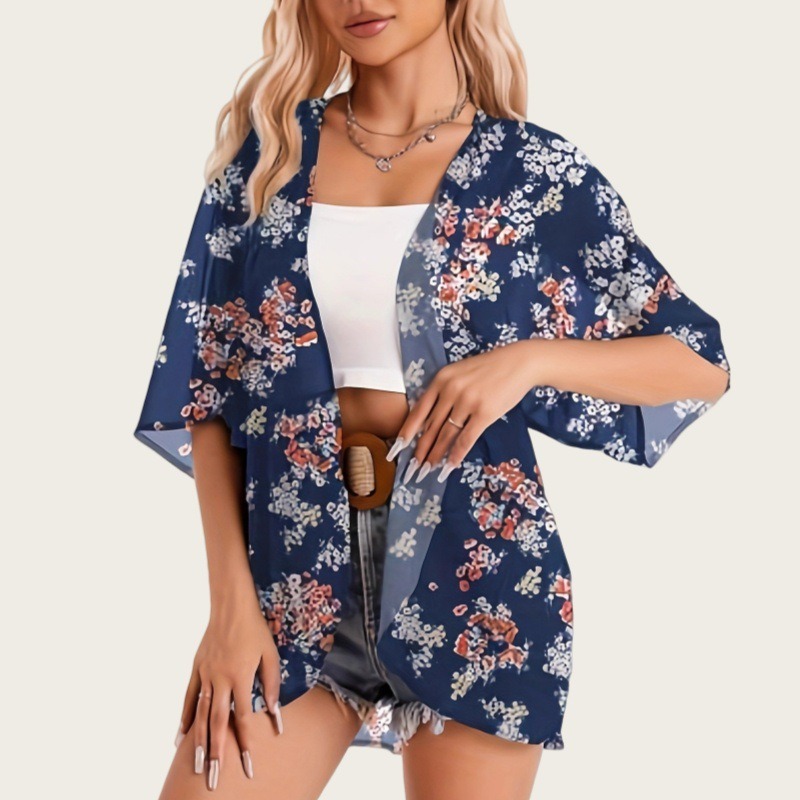 Swimsuit Woman 2025 Kimono Car - Kimono Sheer Floral avaliação e preço