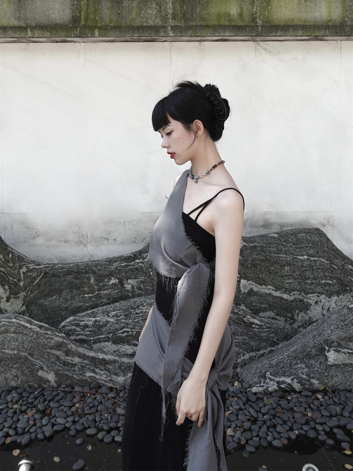 Chill Grey Cotton Linen Black  - Linen Dress Wrap avaliação e preço