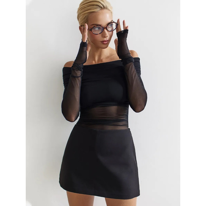 Women  Mesh Off Shoulder Top S - Blouse Off Shoulder avaliação e preço