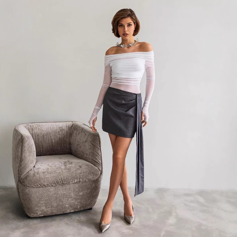 Women  Mesh Off Shoulder Top S - Blouse Off Shoulder avaliação e preço