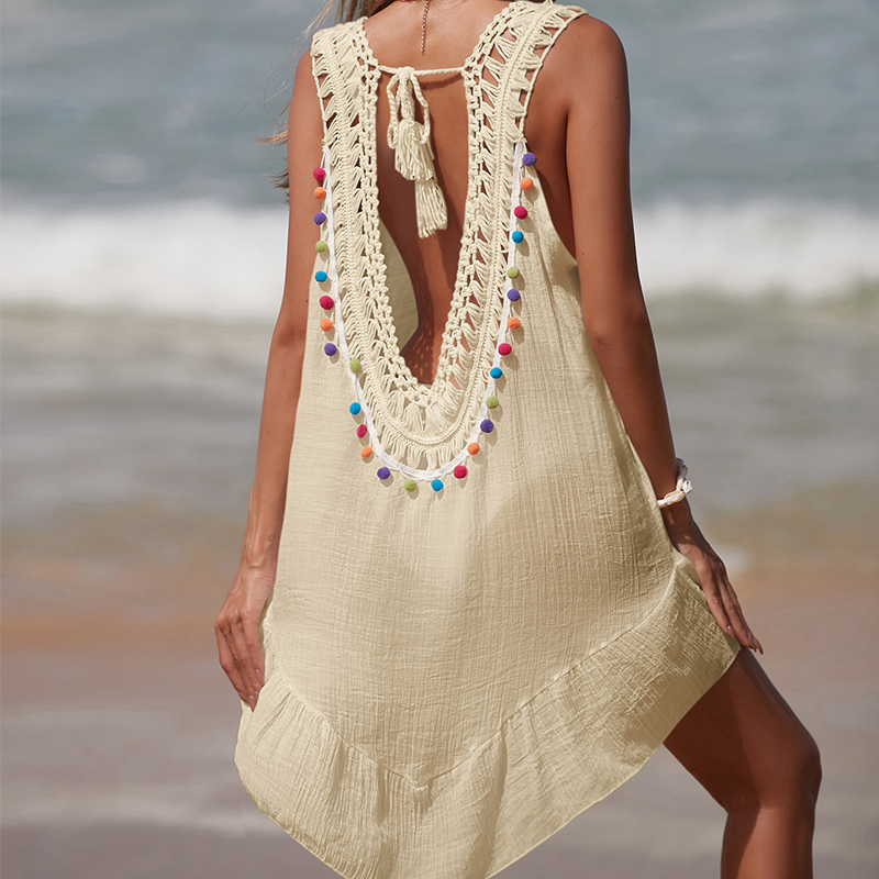 Women V-Neck Backless Hollow O - Cover Up Kaftan avaliação e preço