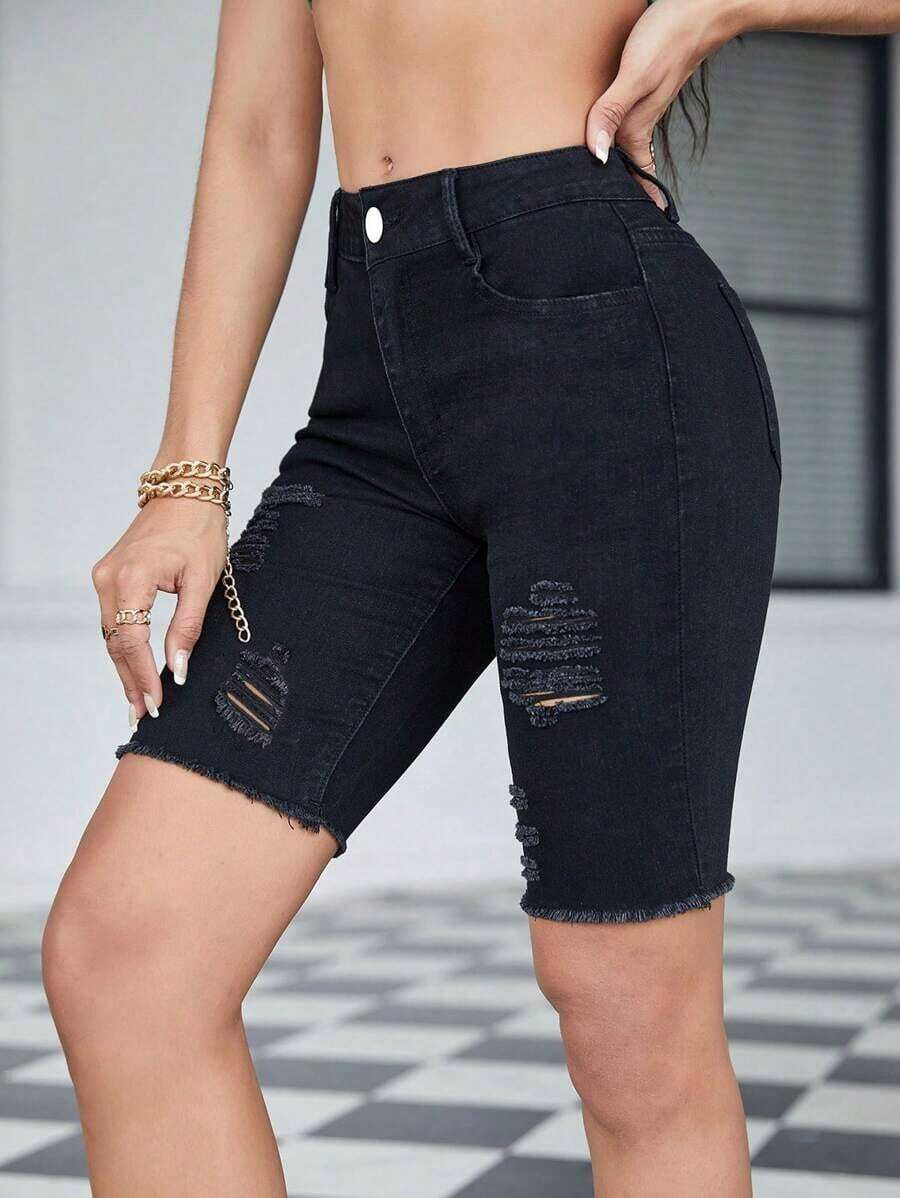 Womens Distressed White Denim  - Shorts Denim Frayed avaliação e preço