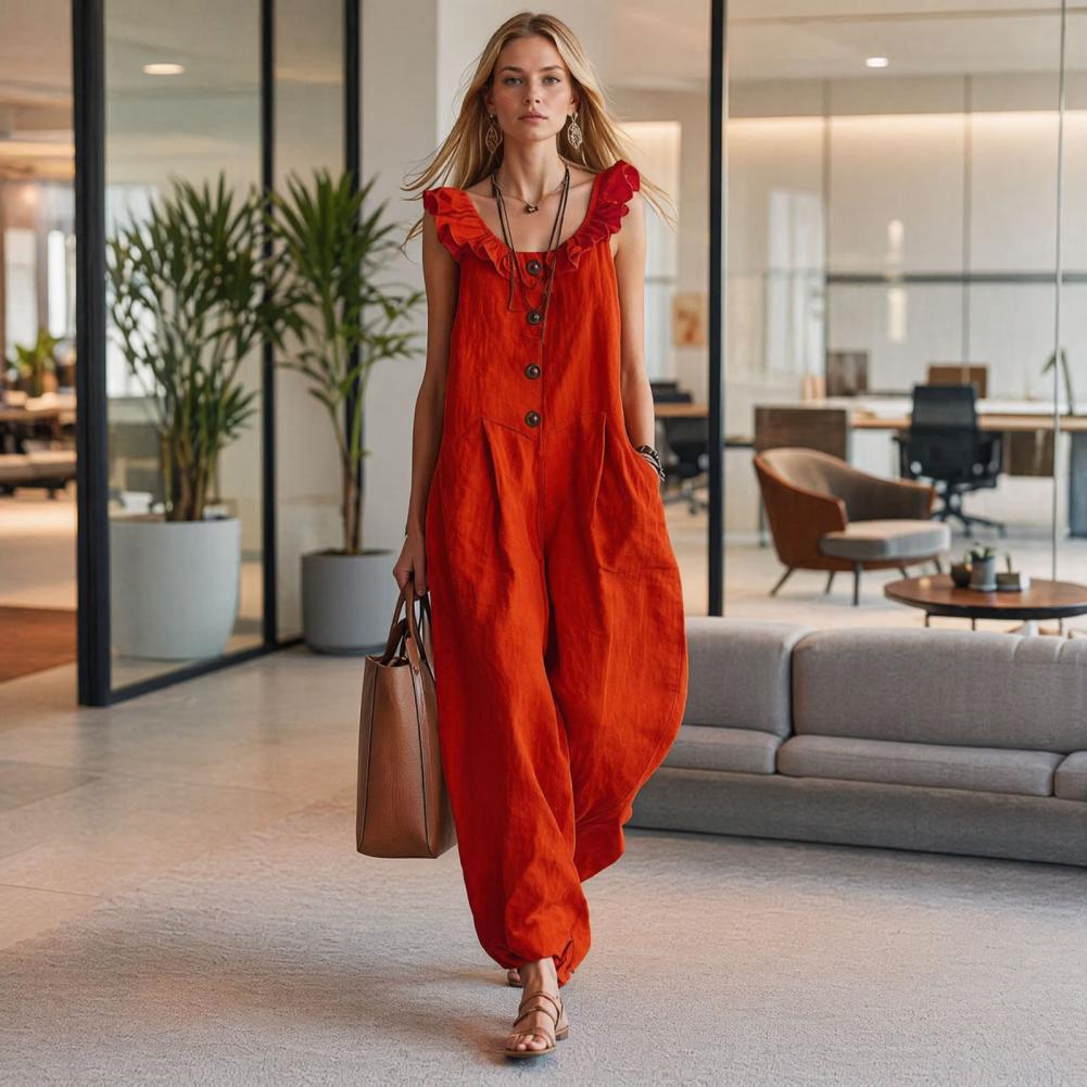 Women Jumpsuit Breathable Rela - Jumpsuit Linen Relaxed avaliação e preço