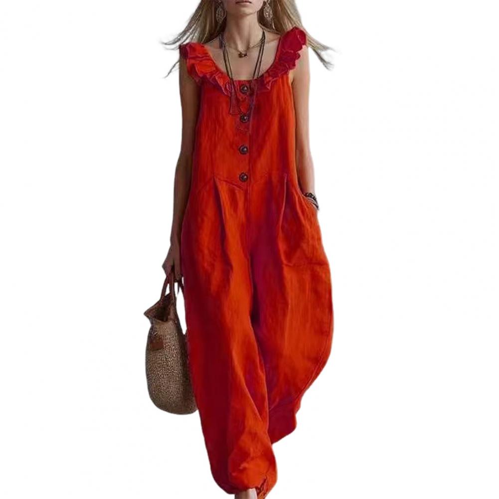Women Jumpsuit Breathable Rela - Jumpsuit Linen Relaxed avaliação e preço