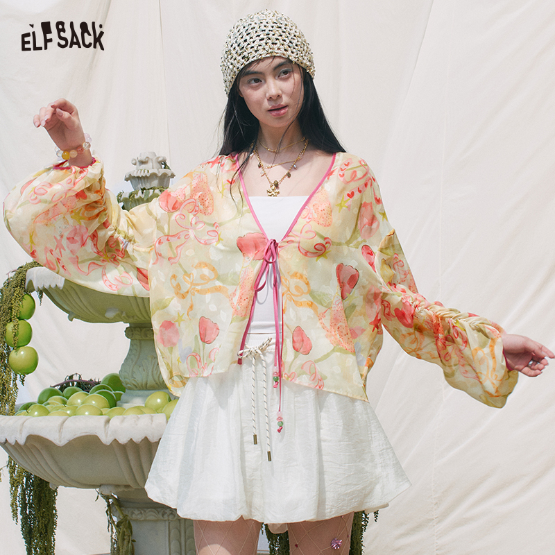 ELFSACK Floral Print Sheer Kim - Kimono Sheer Floral avaliação e preço