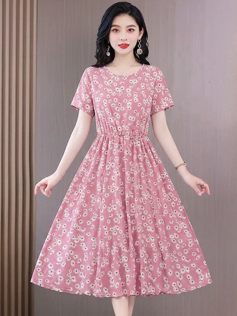 Elegant Floral Print Midi Dres - Midi Skirt Floral avaliação e preço