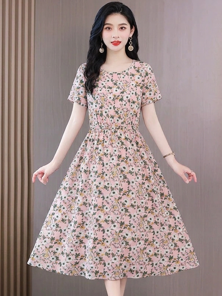 Elegant Floral Print Midi Dres - Midi Skirt Floral avaliação e preço