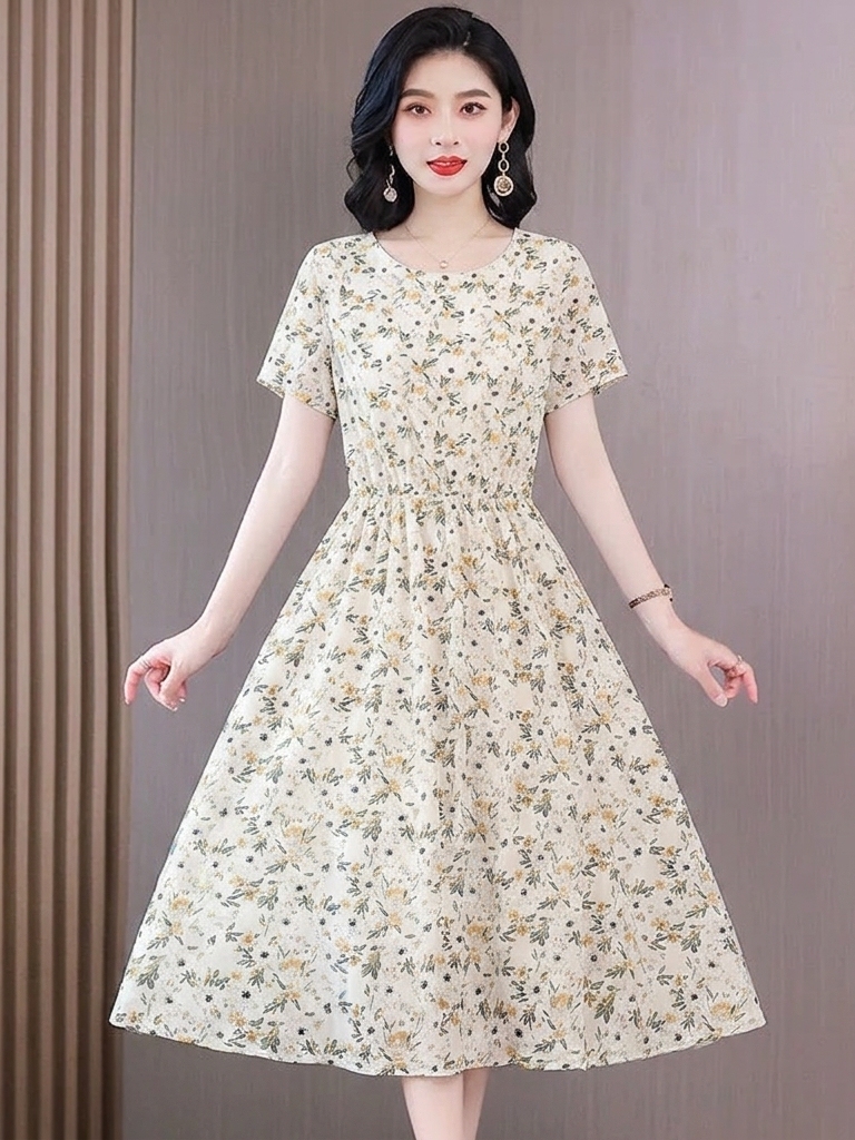 Elegant Floral Print Midi Dres - Midi Skirt Floral avaliação e preço