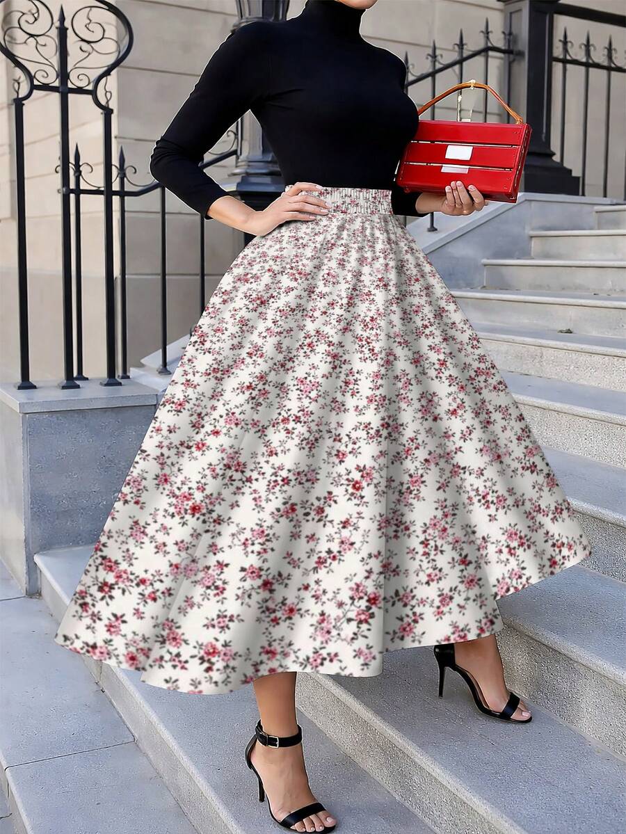 Oversized Floral Midi Skirt Pi - Midi Skirt Floral avaliação e preço