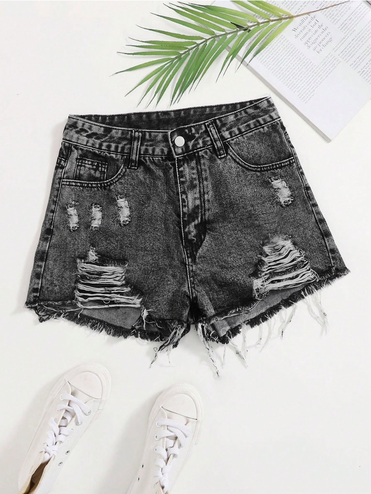 2026 New Vintage Washed Denim  - Shorts Denim Frayed avaliação e preço