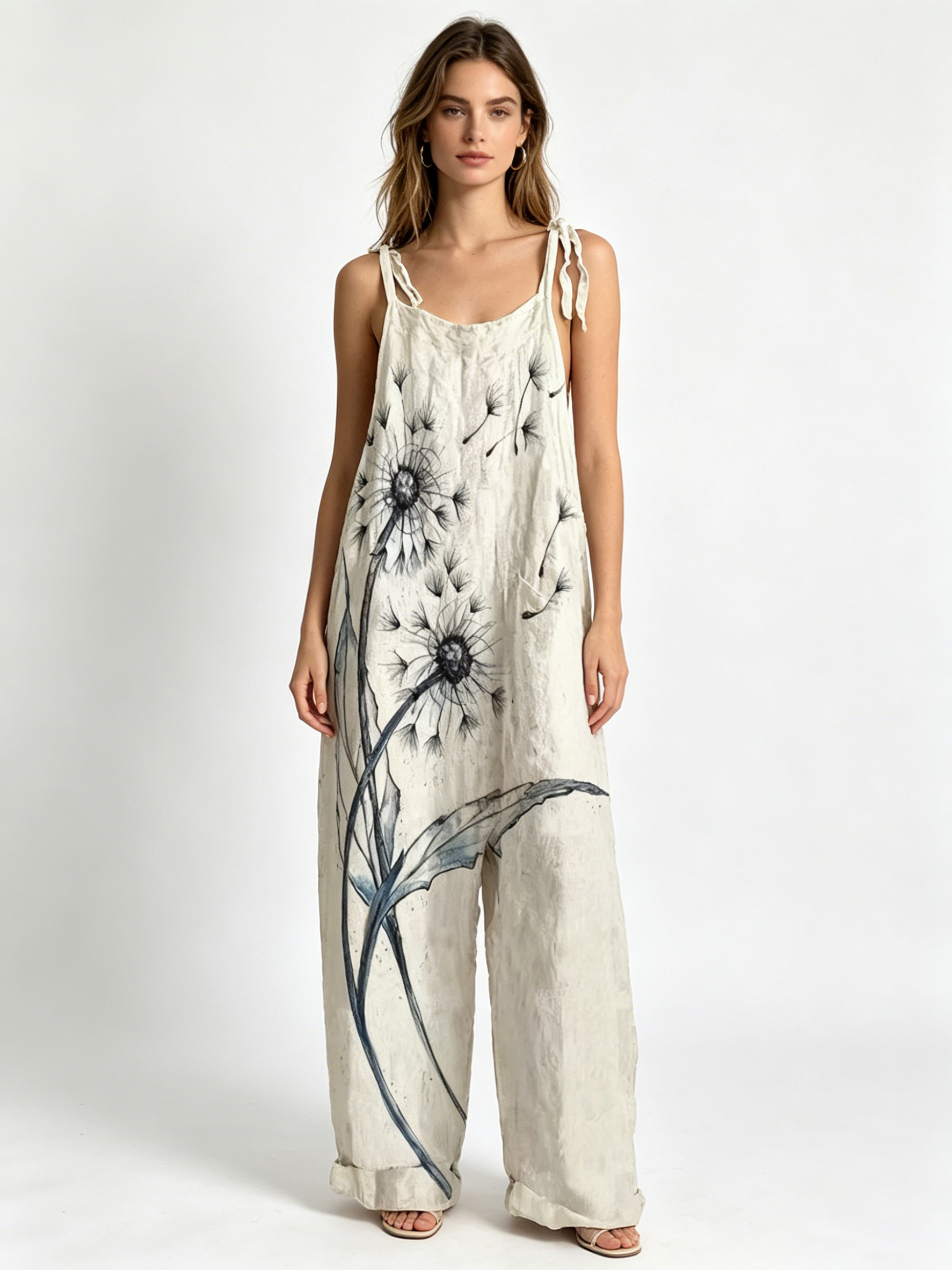 Oversized Baggy Watercolor Flo - Jumpsuit Linen Relaxed avaliação e preço