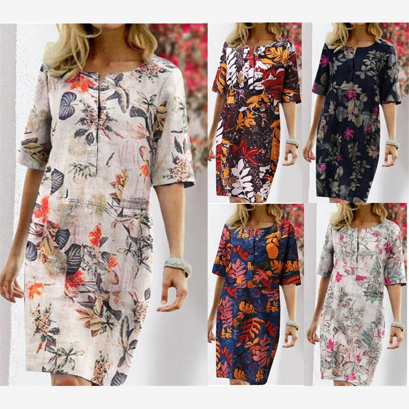 Summer Cotton Linen Printed Wo - Linen Dress Wrap avaliação e preço