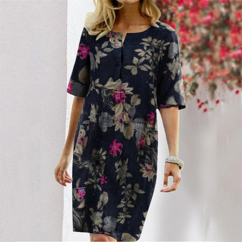 Summer Cotton Linen Printed Wo - Linen Dress Wrap avaliação e preço
