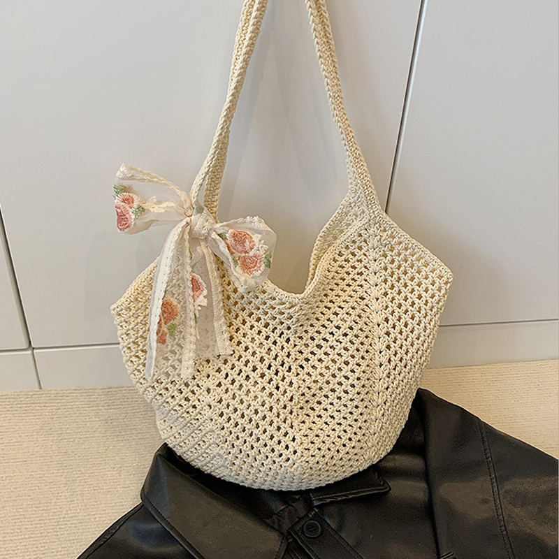 Summer Lace Bow Tote Bags Wome - Crochet Bag Raffia avaliação e preço