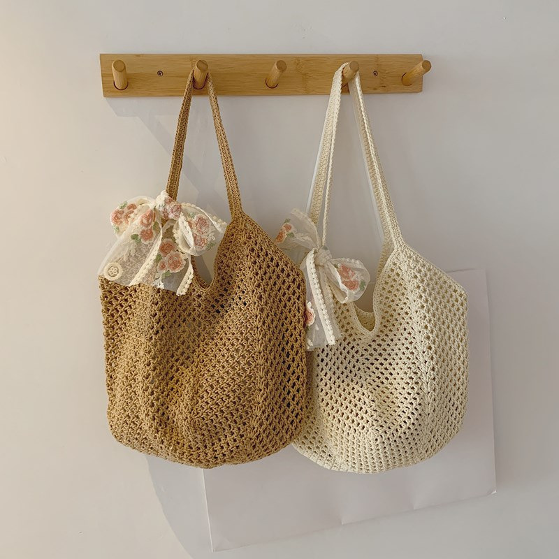 Summer Lace Bow Tote Bags Wome - Crochet Bag Raffia avaliação e preço