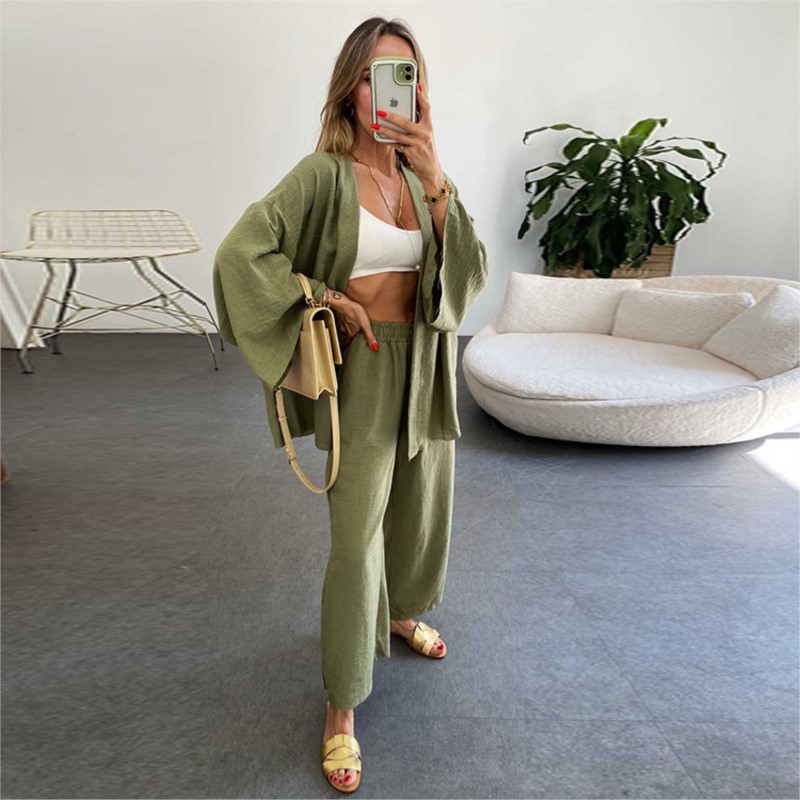 Women's Linen Trouser Suit Wit - Linen Pant Wide avaliação e preço