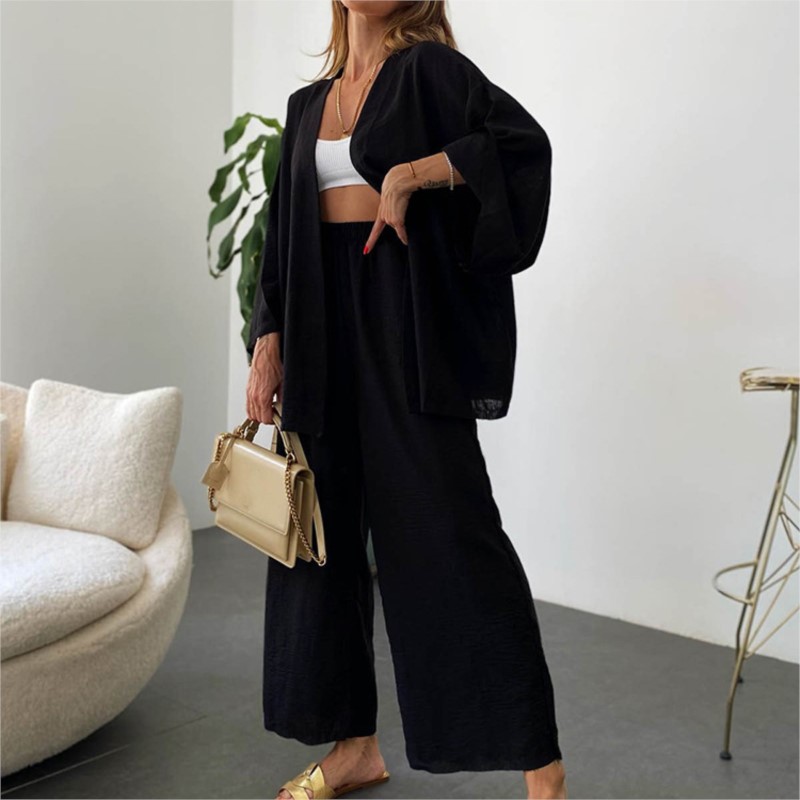 Women's Linen Trouser Suit Wit - Linen Pant Wide avaliação e preço