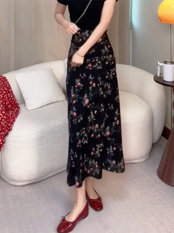 Summer New High Waist Floral P - Midi Skirt Floral avaliação e preço