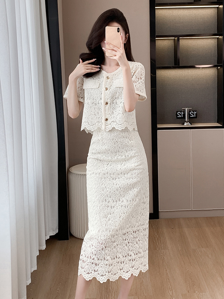 Summer Women Elegant Lace Flor - Midi Skirt Floral avaliação e preço