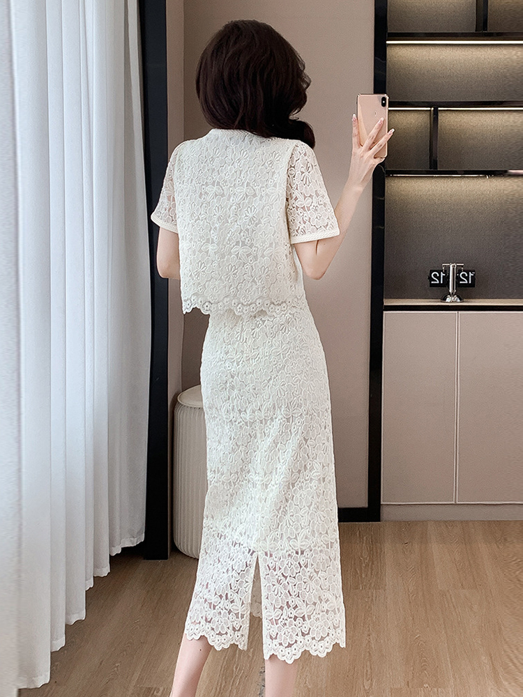 Summer Women Elegant Lace Flor - Midi Skirt Floral avaliação e preço
