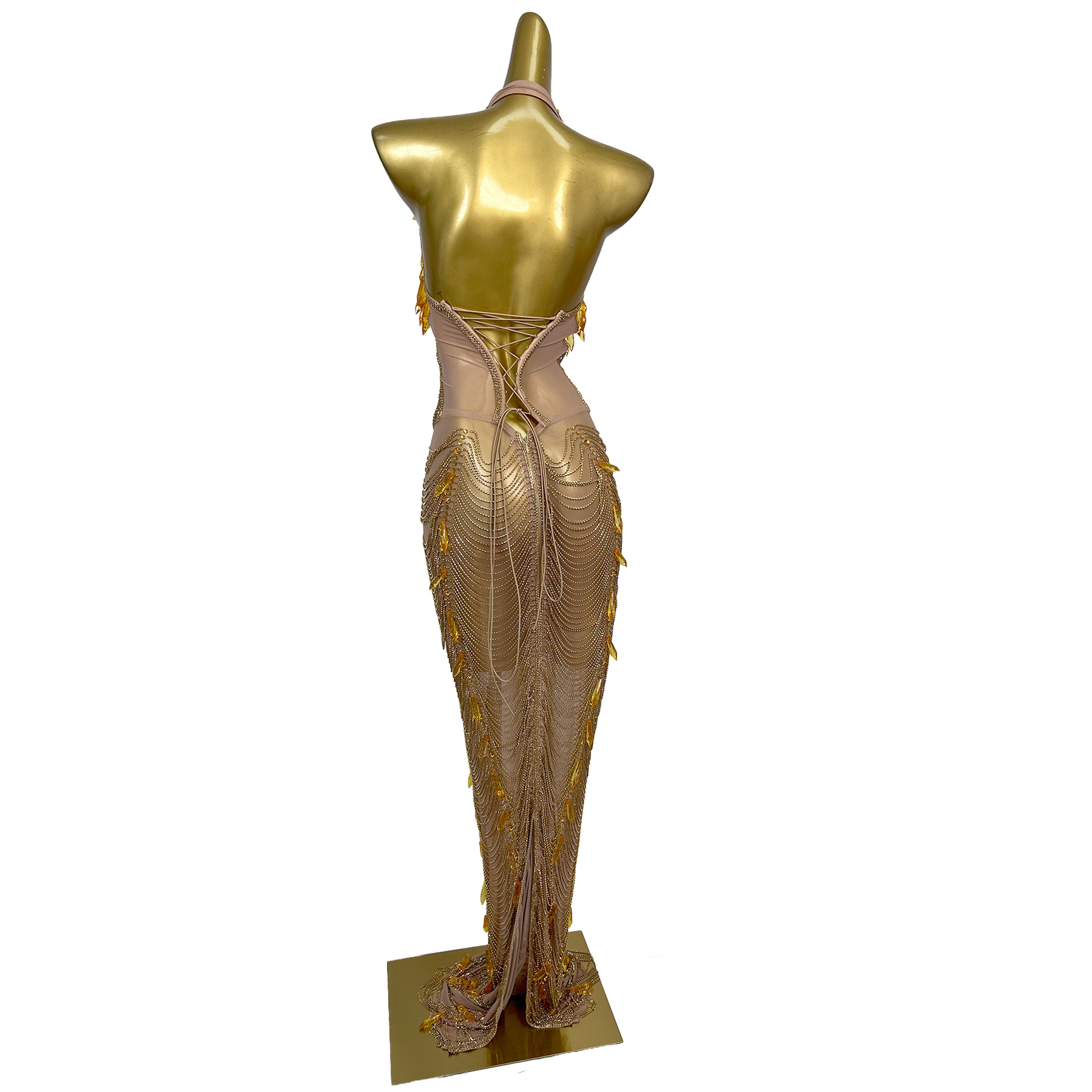 Ailisi Women Luxury Gold Cryst - Maxi Dress Halter avaliação e preço