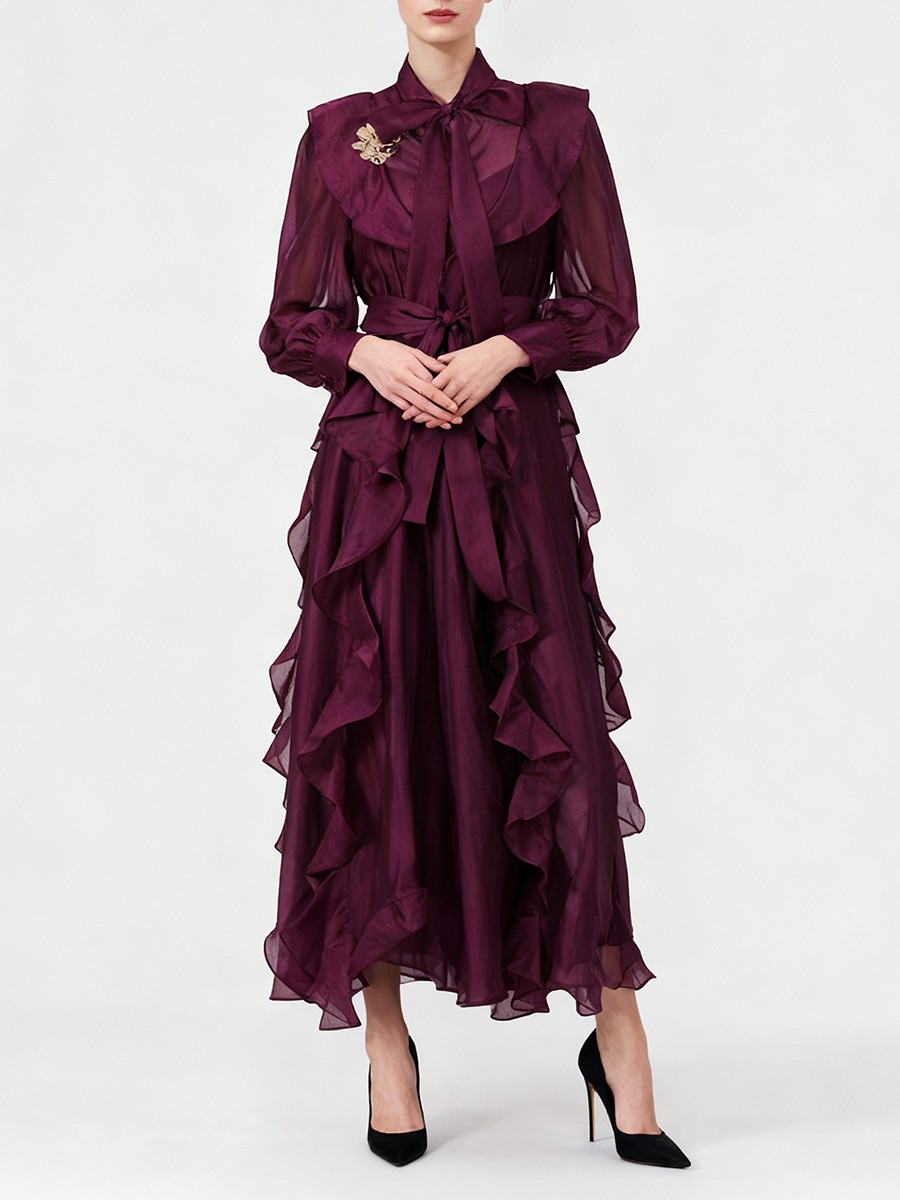 TWOTWINSTYLE Solid Spliced Ruf - Linen Dress Wrap avaliação e preço