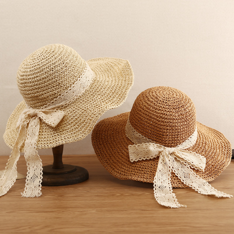 Lace Bow Sun Hat Women Summer  - Hat Floppy Wide avaliação e preço