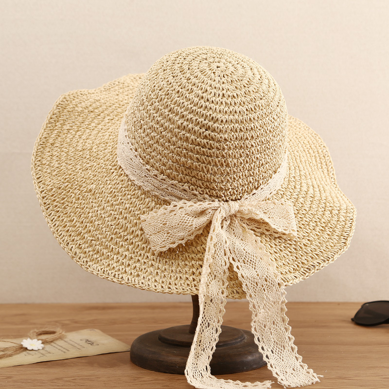 Lace Bow Sun Hat Women Summer  - Hat Floppy Wide avaliação e preço
