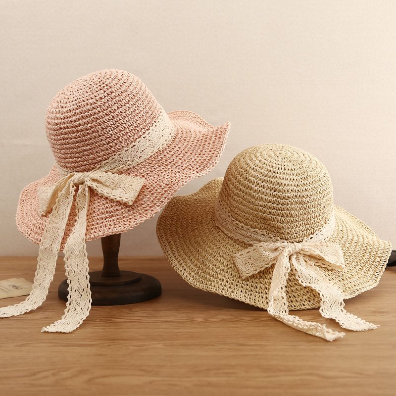 Lace Bow Sun Hat Women Summer  - Hat Floppy Wide avaliação e preço