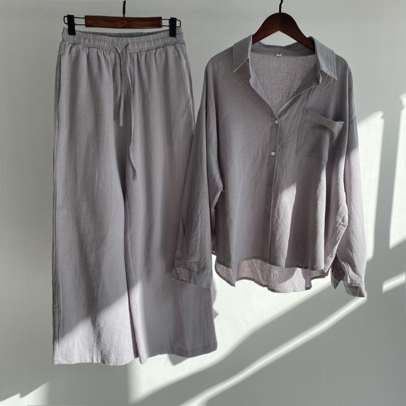 Women Cotton Linen 2 Piece Set - Linen Pant Wide avaliação e preço