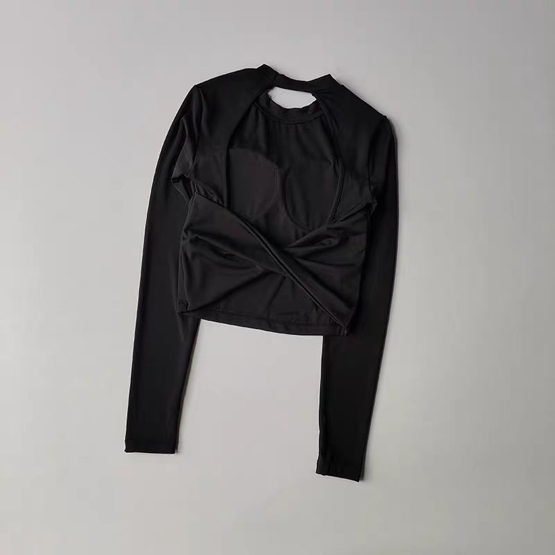 Women Long Sleeve Knotted Yoga - Crop Top Crochet avaliação e preço