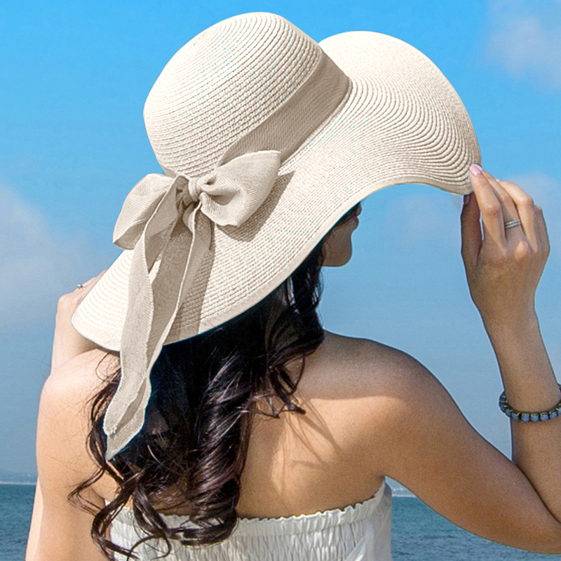 Summer Women Straw Hat Bowknot - Hat Floppy Wide avaliação e preço