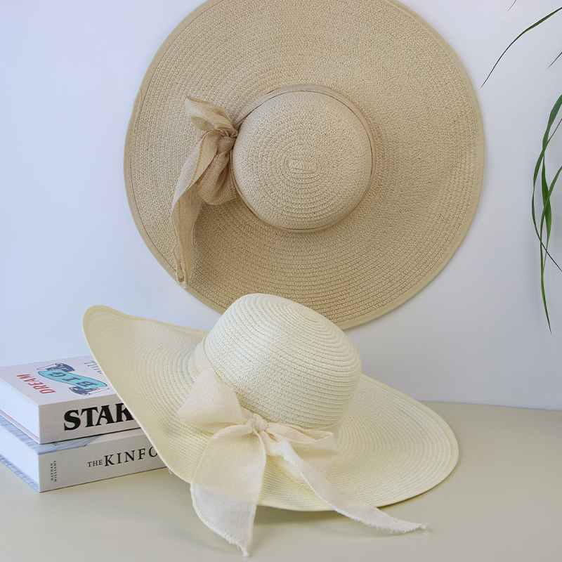 Summer Women Straw Hat Bowknot - Hat Floppy Wide avaliação e preço