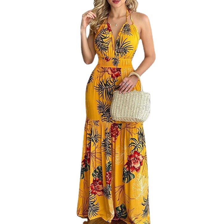 Floral Maxi Dress Long Backles - Maxi Dress Halter avaliação e preço