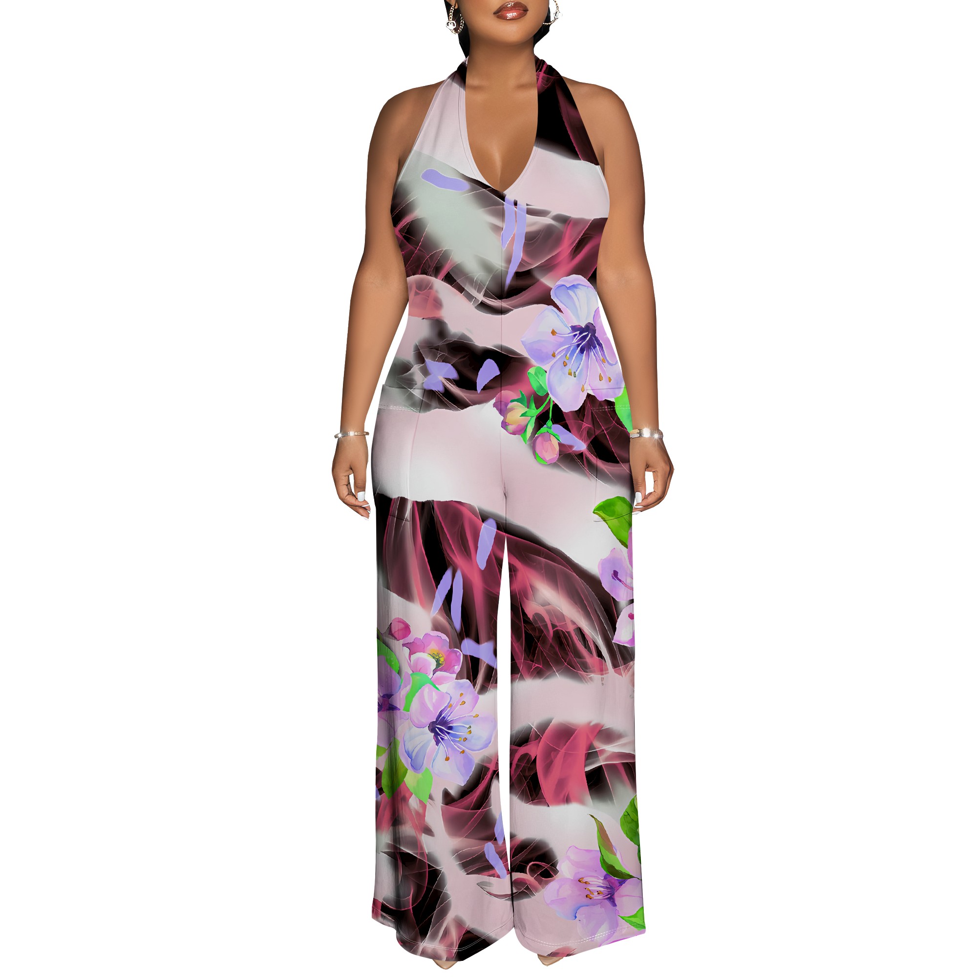 Floral Print Halter Jumpsuit - - Romper Floral Print avaliação e preço