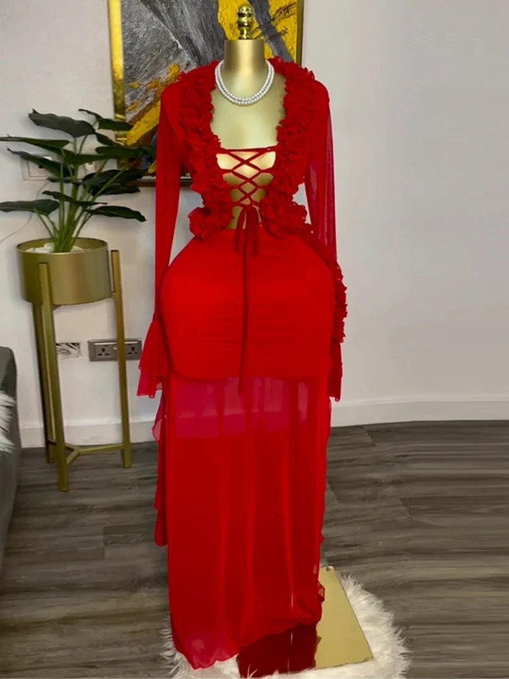 Fashion Women Set Mesh Full Sl - Crop Top Crochet avaliação e preço