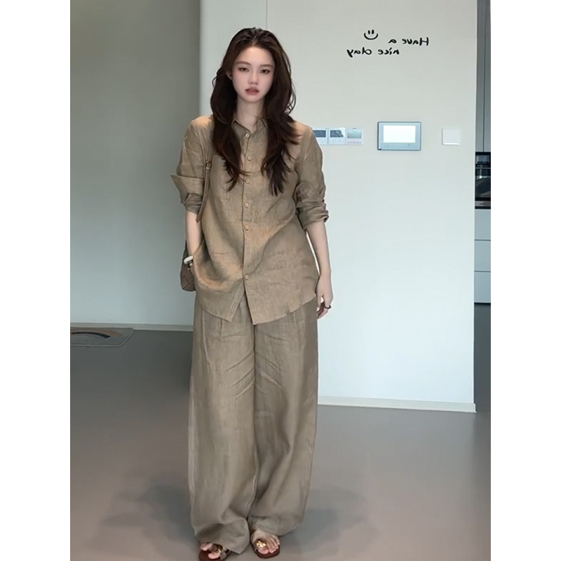 High-End Cotton Linen Blend Wo - Linen Pant Wide avaliação e preço
