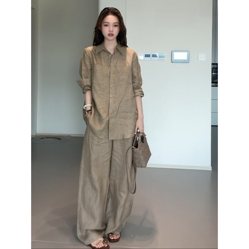 High-End Cotton Linen Blend Wo - Linen Pant Wide avaliação e preço