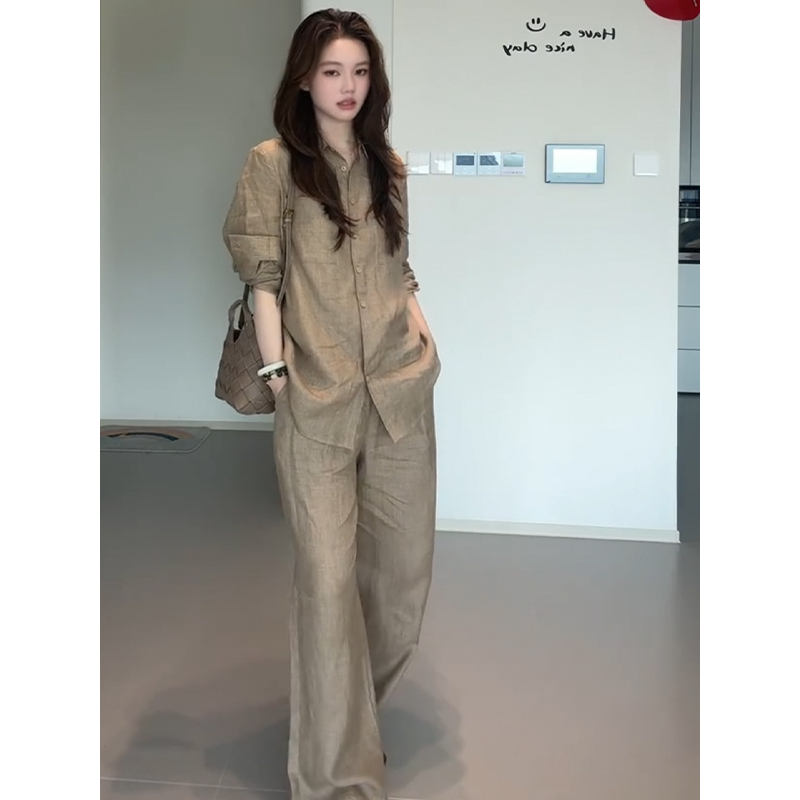 High-End Cotton Linen Blend Wo - Linen Pant Wide avaliação e preço
