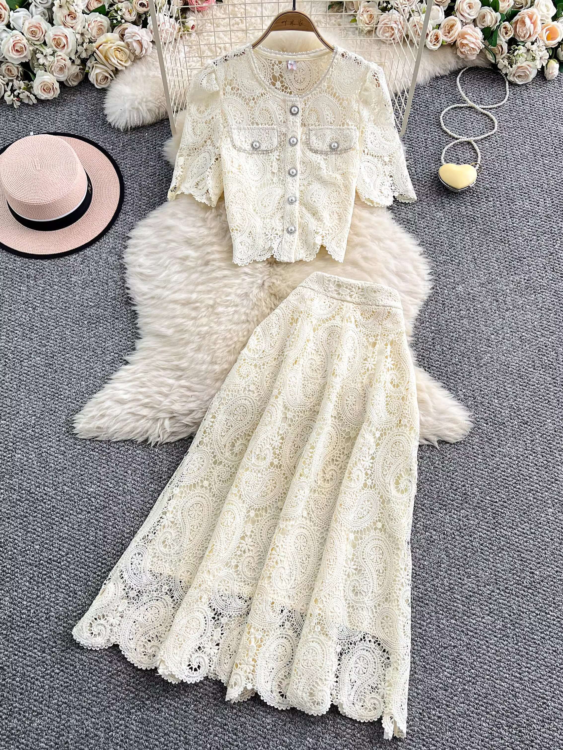 Elegant Pearl Long Dress Suits - Midi Skirt Floral avaliação e preço