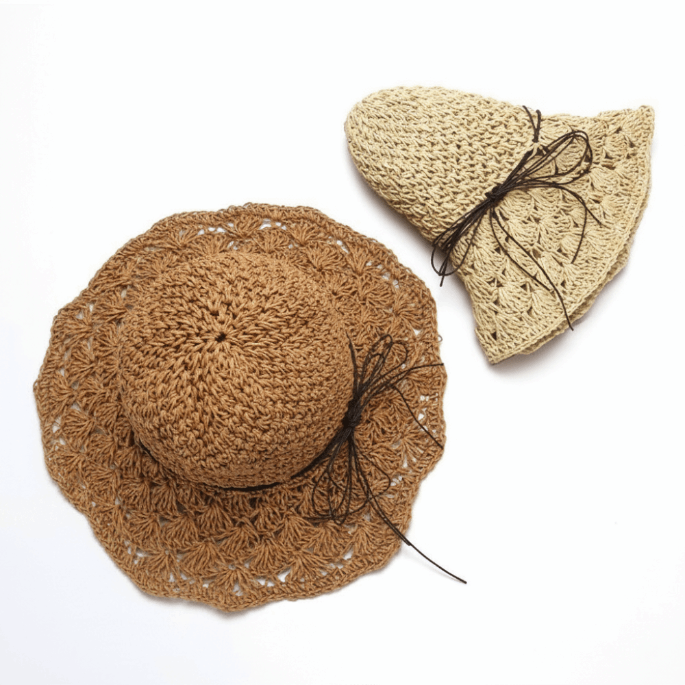 Handwoven Crochet Straw Hat Fo - Hat Floppy Wide avaliação e preço