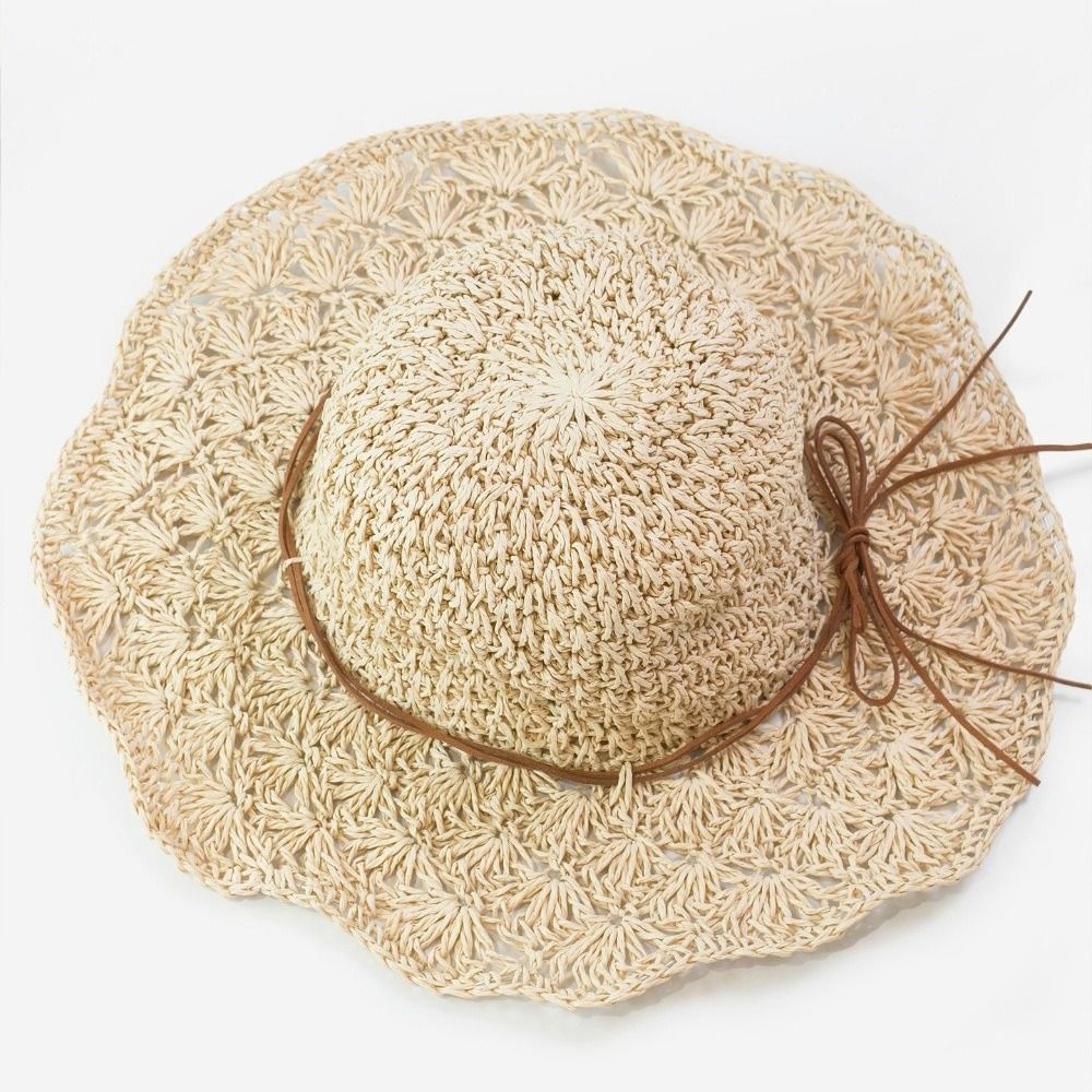 Handwoven Crochet Straw Hat Fo - Hat Floppy Wide avaliação e preço