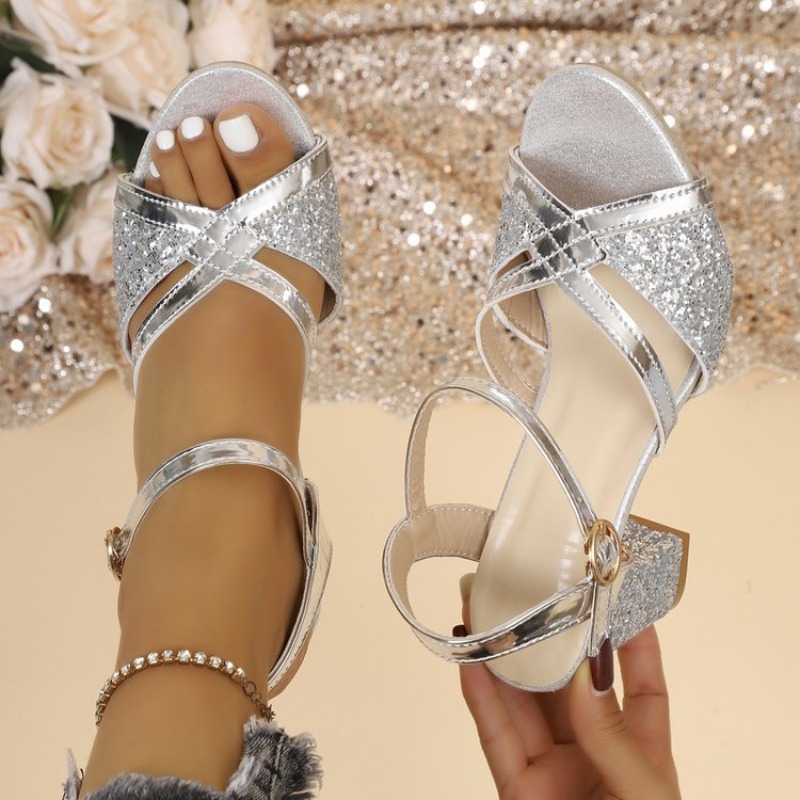 Women Block Heels Sandals Gold - Sandal Strappy Heeled avaliação e preço