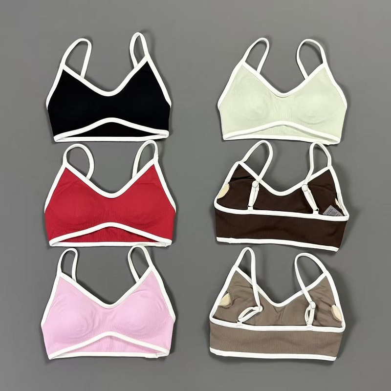 Women Contrastline Yoga Bra V  - Crop Top Crochet avaliação e preço