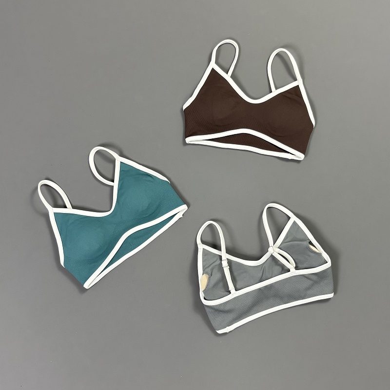 Women Contrastline Yoga Bra V  - Crop Top Crochet avaliação e preço
