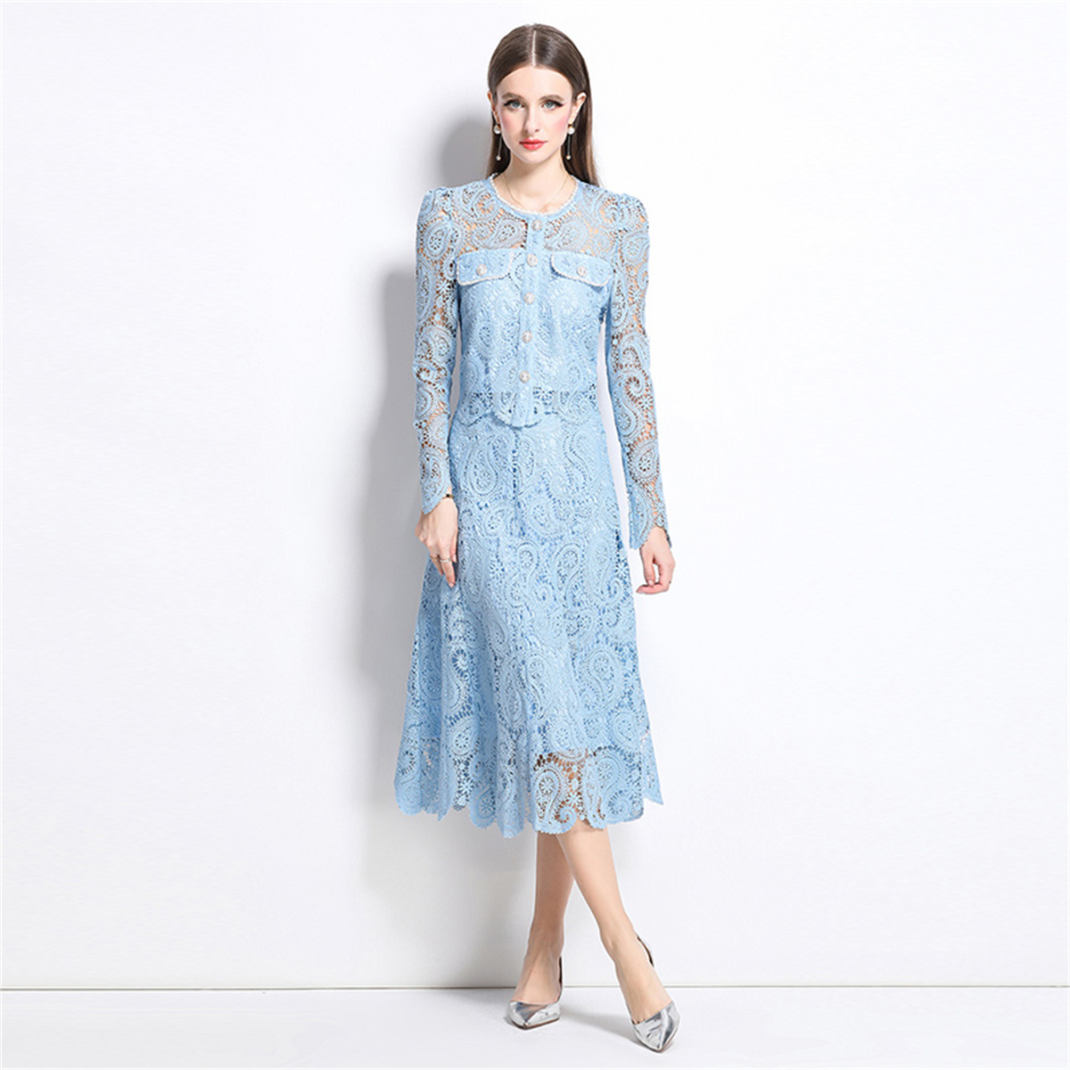 Spring Sweet Lace Flower Embro - Midi Skirt Floral avaliação e preço