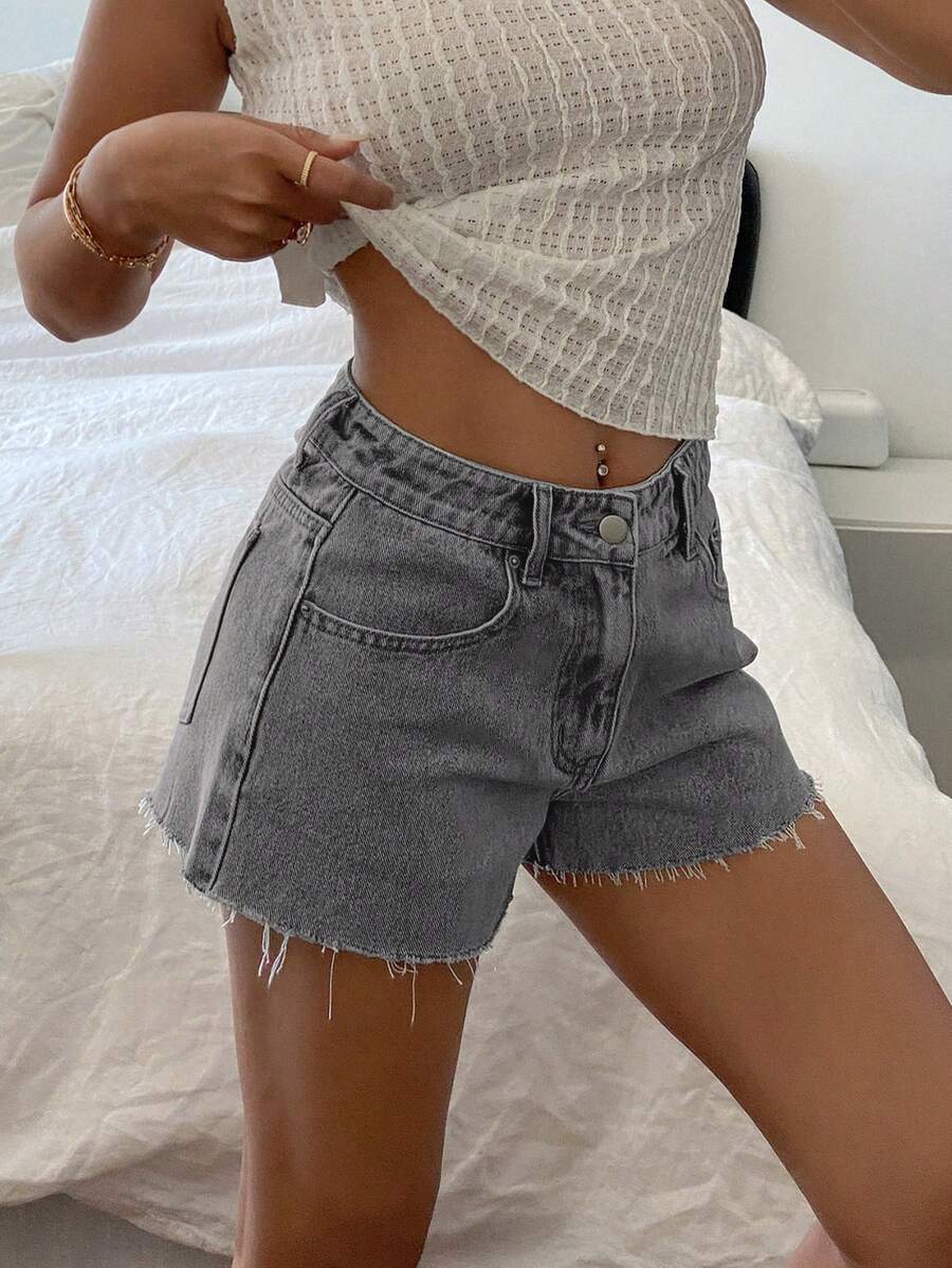 Women Casual Vintage Wash Deni - Shorts Denim Frayed avaliação e preço