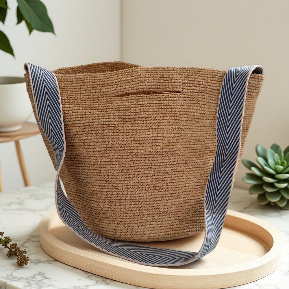 New Raffia Rainbow Bucket Bag  - Crochet Bag Raffia avaliação e preço