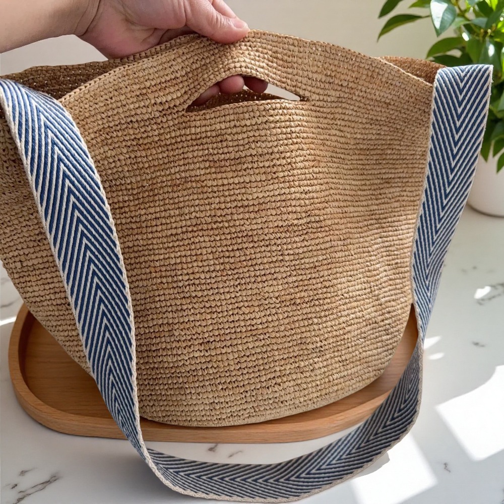 New Raffia Rainbow Bucket Bag  - Crochet Bag Raffia avaliação e preço