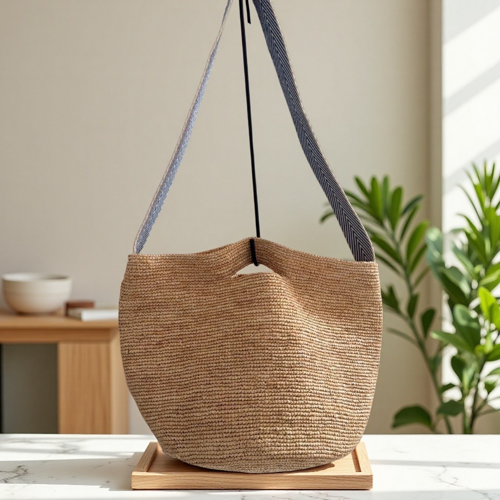 New Raffia Rainbow Bucket Bag  - Crochet Bag Raffia avaliação e preço